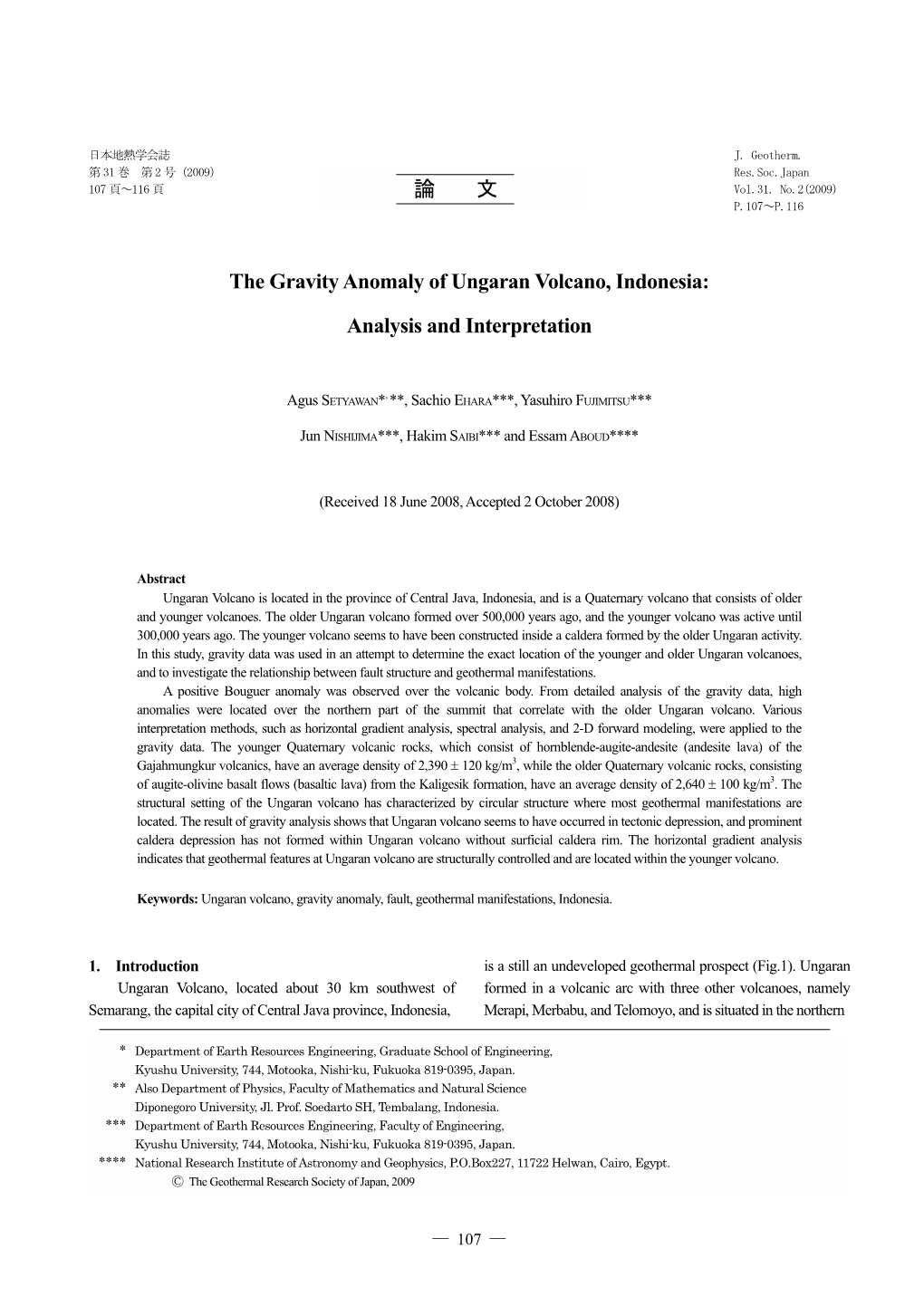 The Gravity Anomaly of Ungaran Volcano, Indonesia