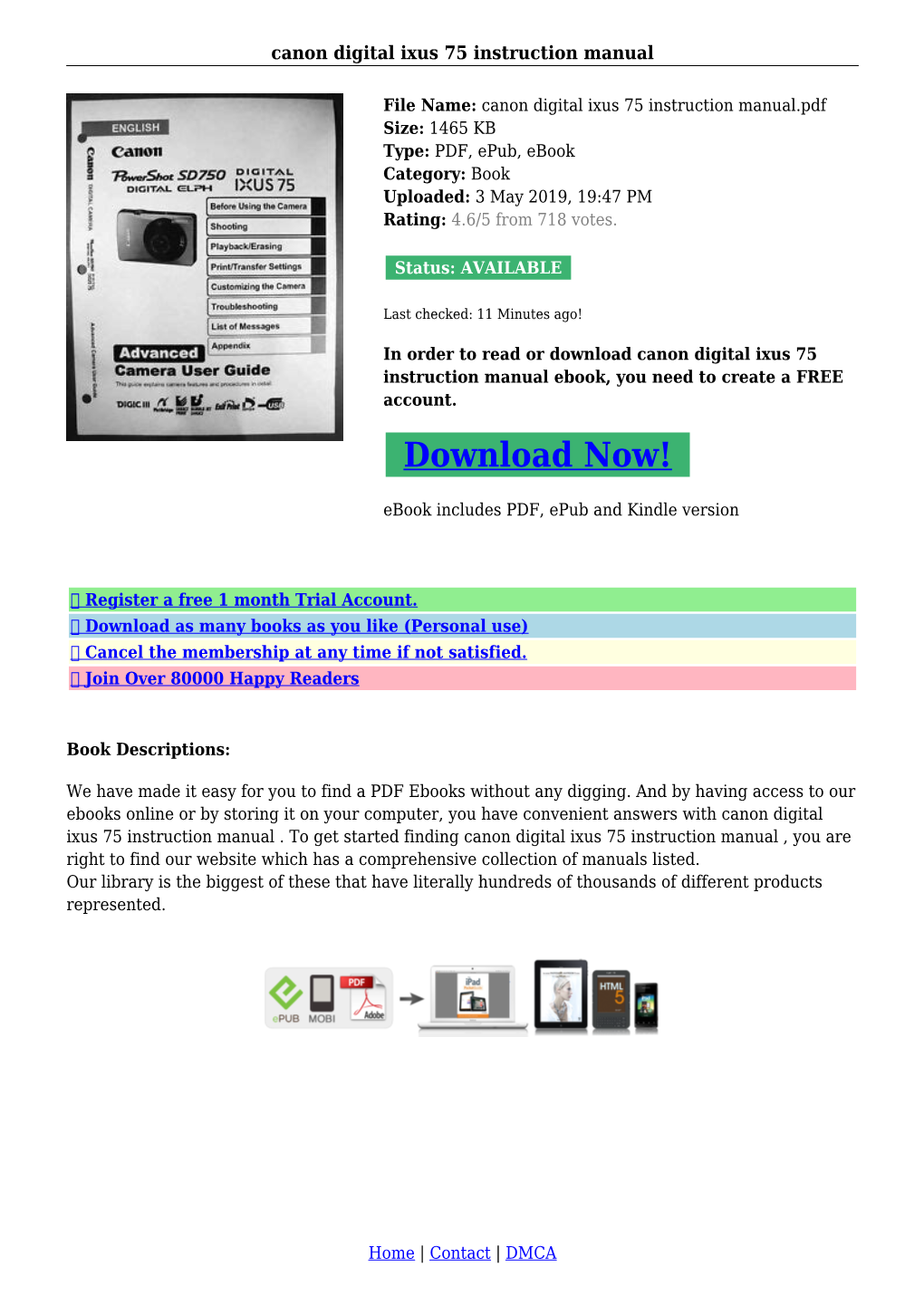 Canon Digital Ixus 75 Instruction Manual