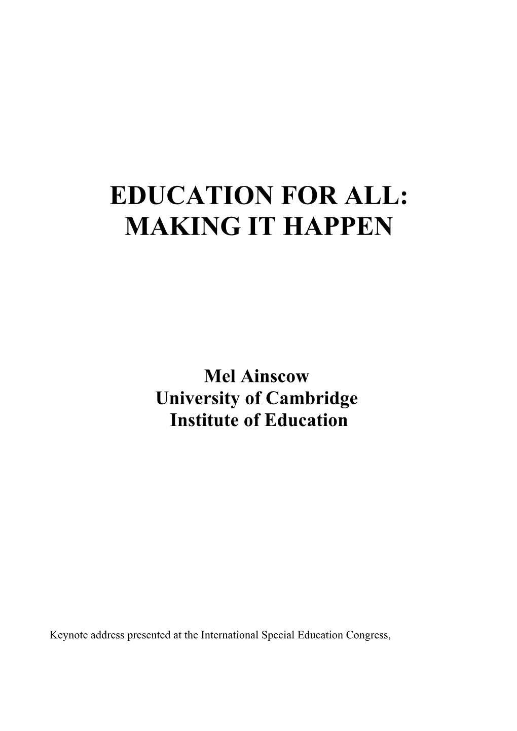 Education for All