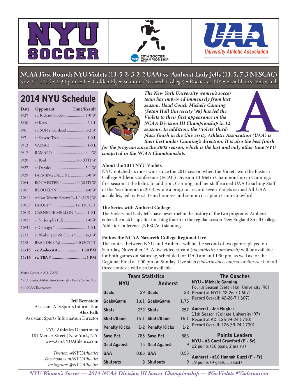 2014 NYU Schedule Team Has Improved Immensely from Last Season