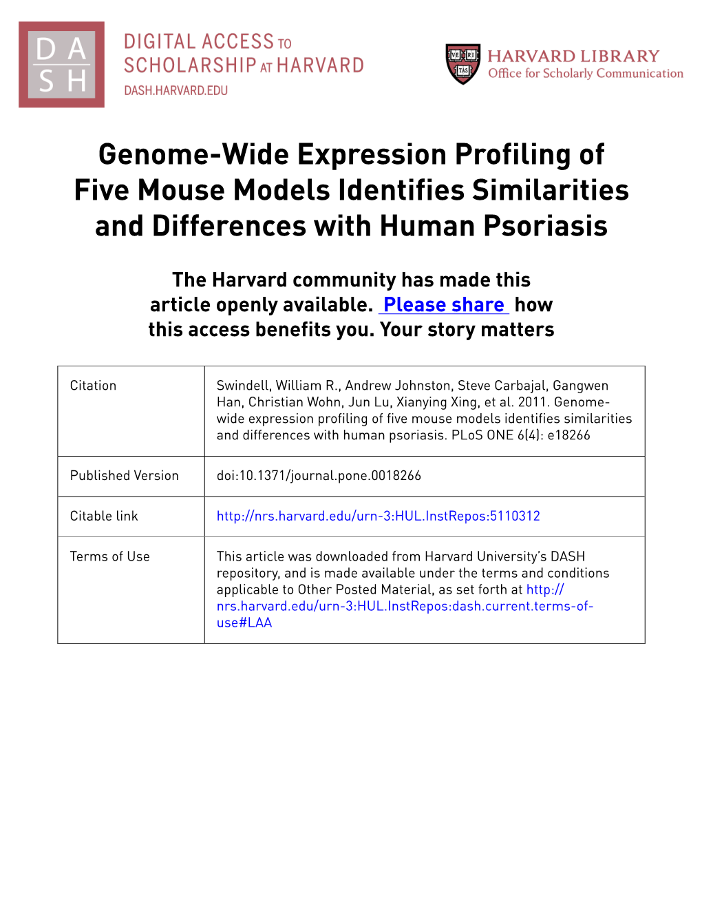 Genome-Wide Expression Profiling of Five Mouse Models Identifies Similarities and Differences with Human Psoriasis