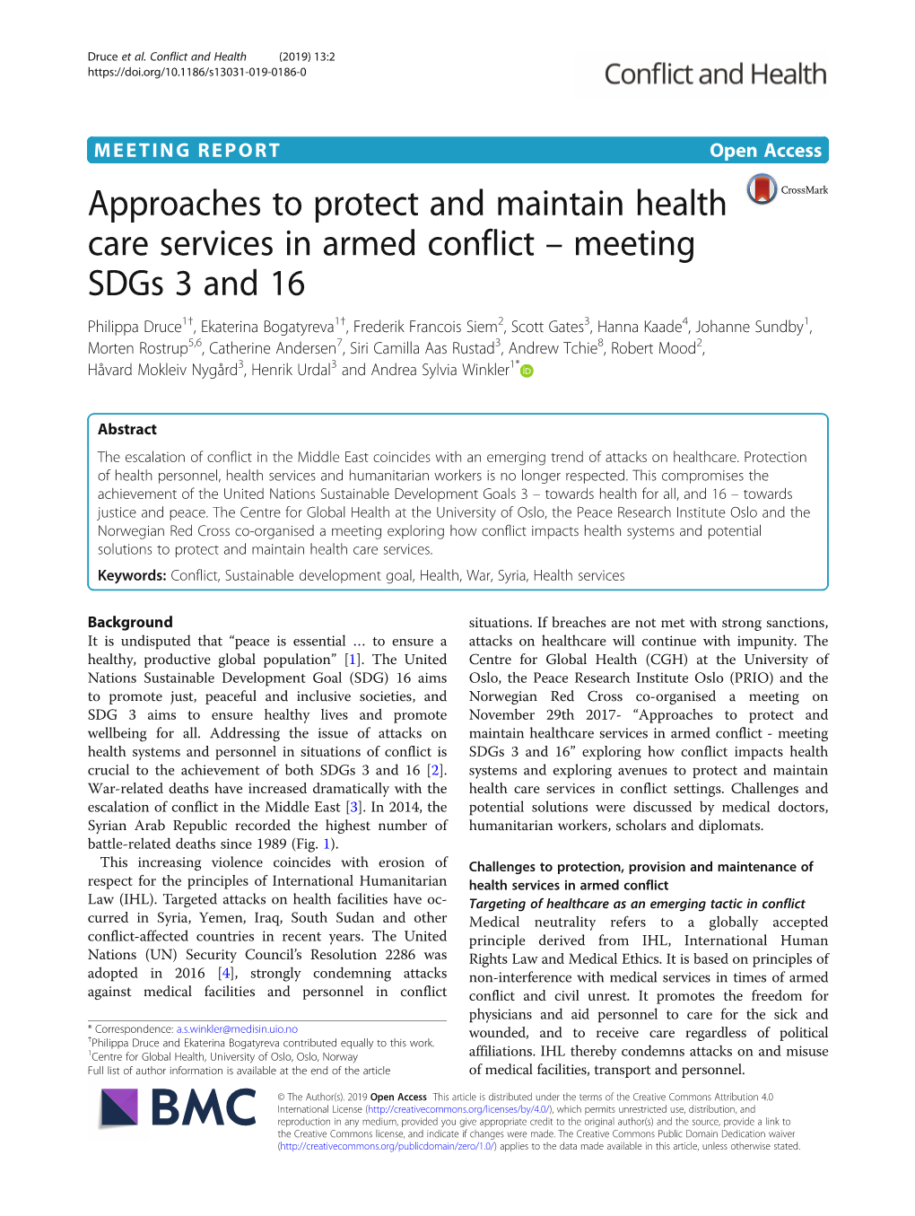 Approaches to Protect and Maintain Health Care Services in Armed Conflict