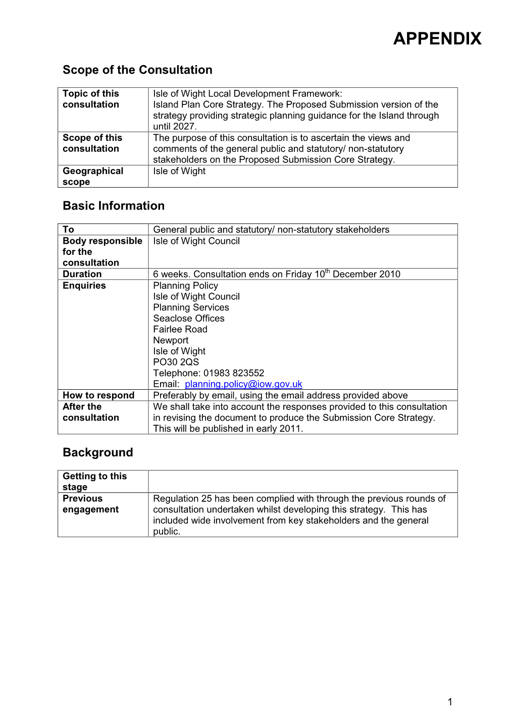 Scope of the Consultation