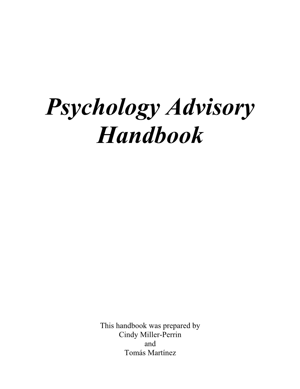 Psychology Advisory Handbook