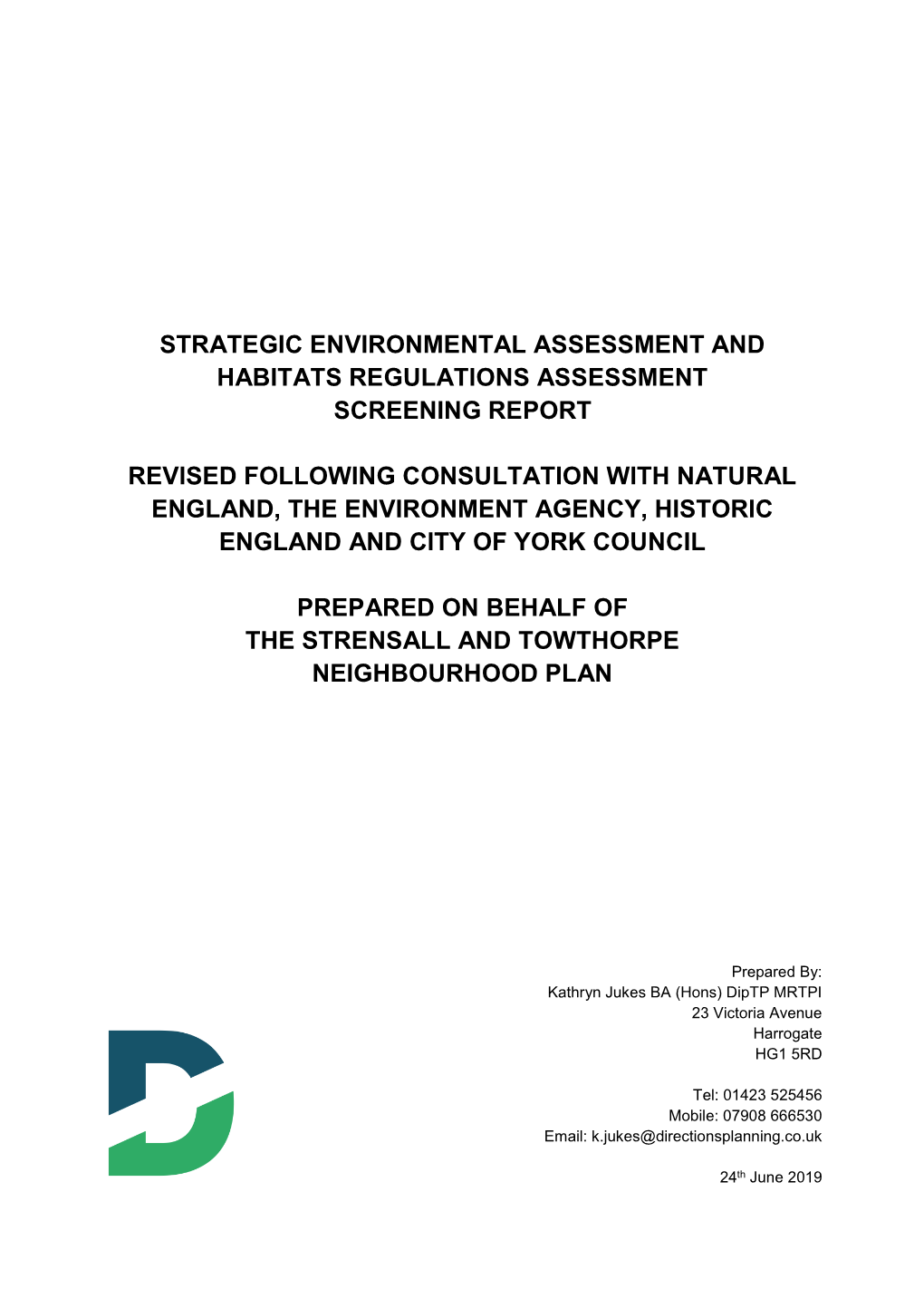 Strensall Common Screening Report July 2019