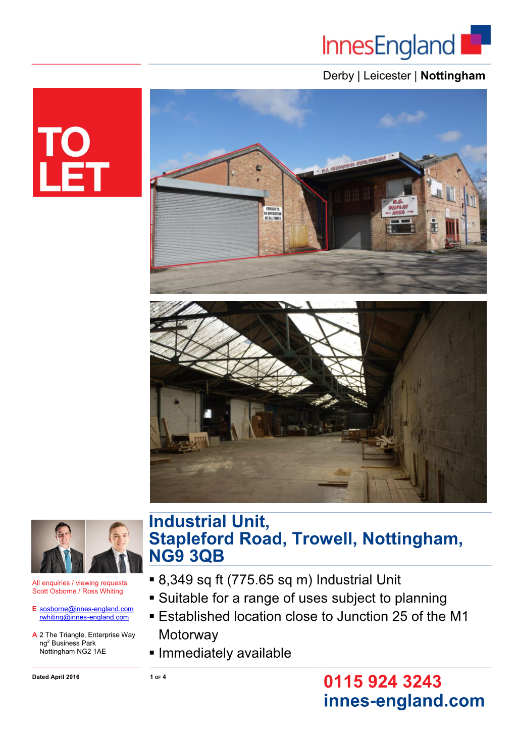 0115 924 3243 Innes-England.Com Industrial Unit, Stapleford Road