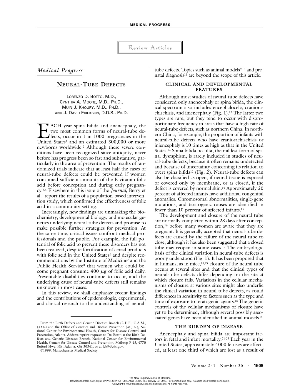 Neural-Tube Defects Clinical and Developmental Features Lorenzo D