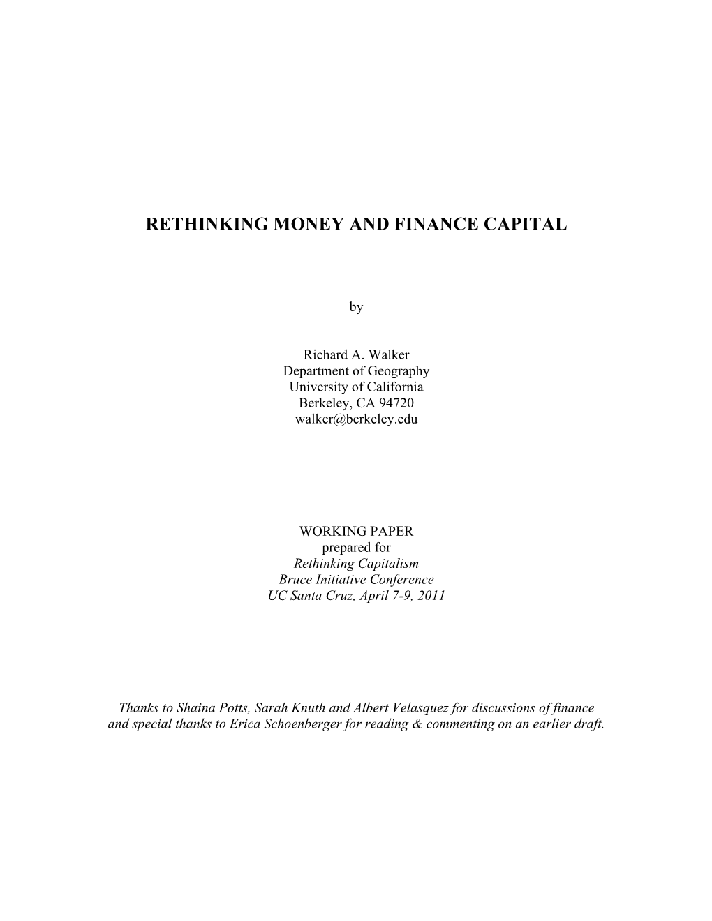 Rethinking Money & Finance Capital