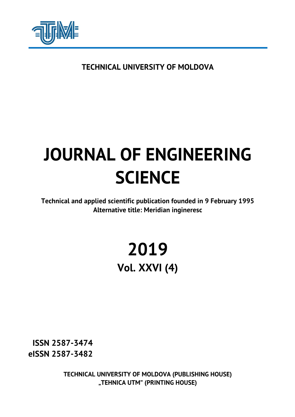 Journal of Engineering Science 2019