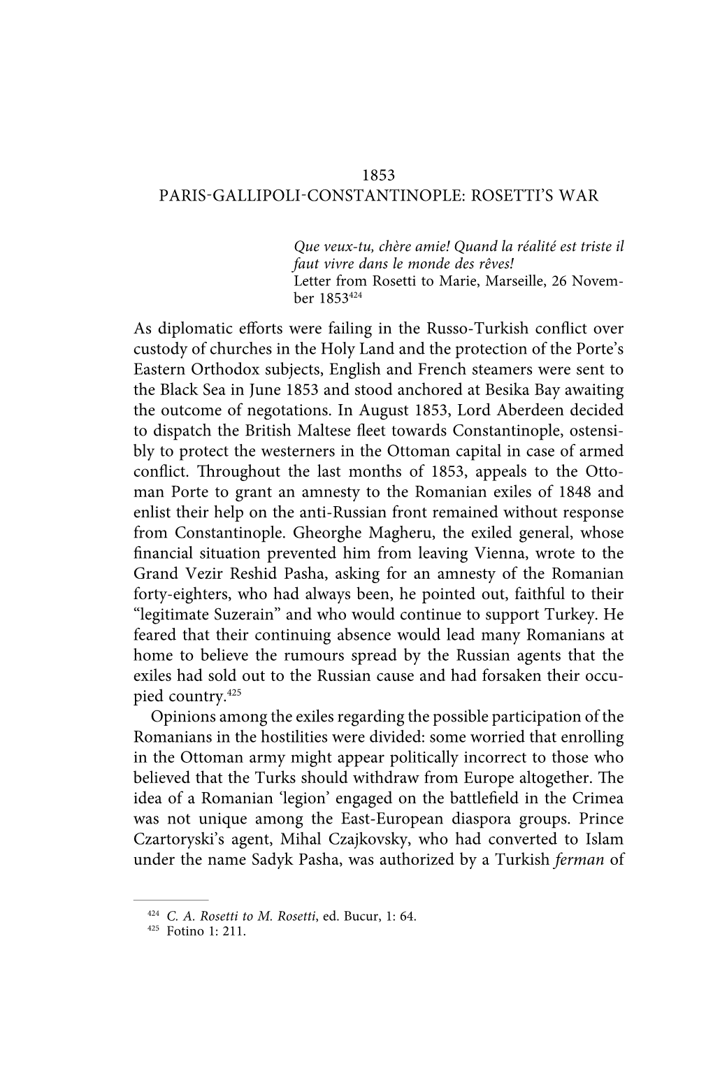 1853 Paris-Gallipoli-Constantinople: Rosetti’S War