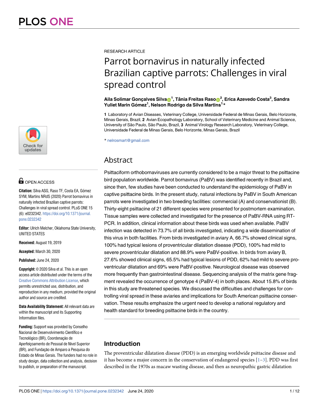 Parrot Bornavirus in Naturally Infected Brazilian Captive Parrots: Challenges in Viral Spread Control