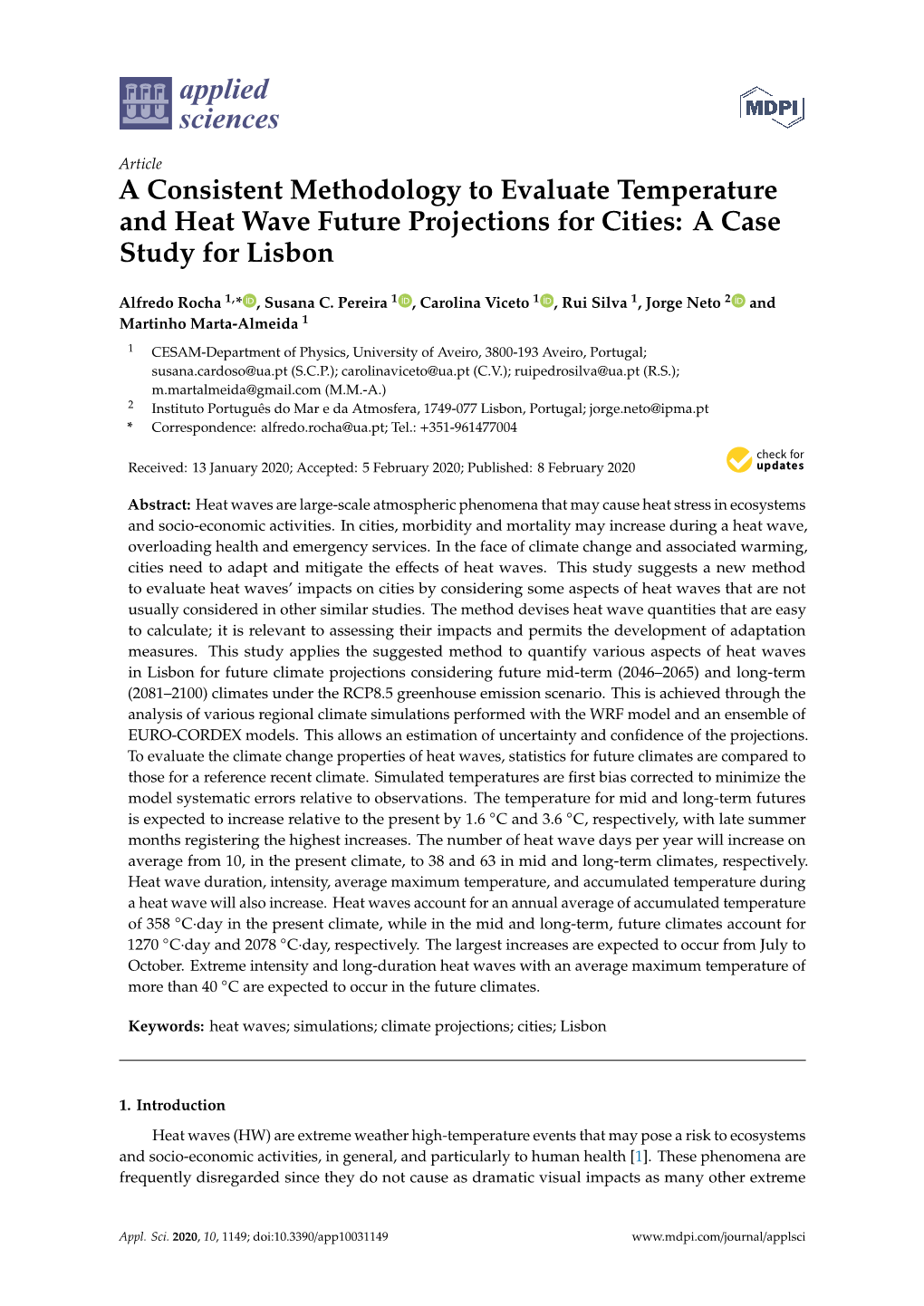 A Consistent Methodology to Evaluate Temperature and Heat Wave Future Projections for Cities: a Case Study for Lisbon