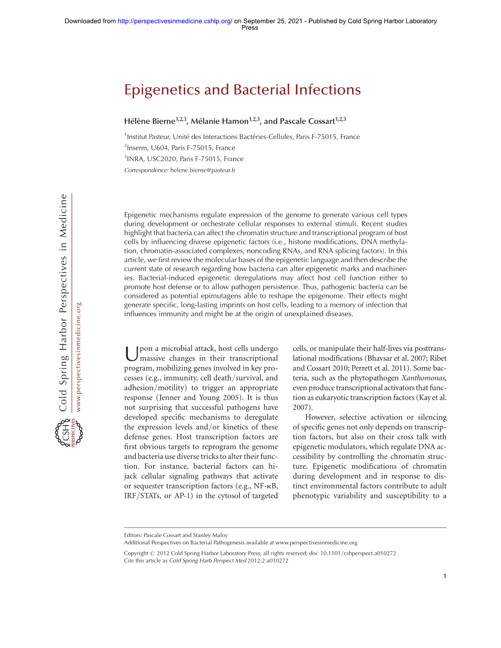 Epigenetics and Bacterial Infections