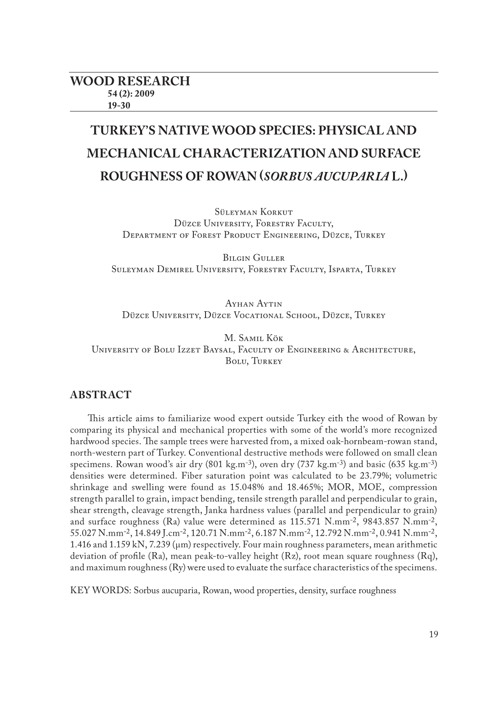 Wood Research Turkey's Native Wood Species