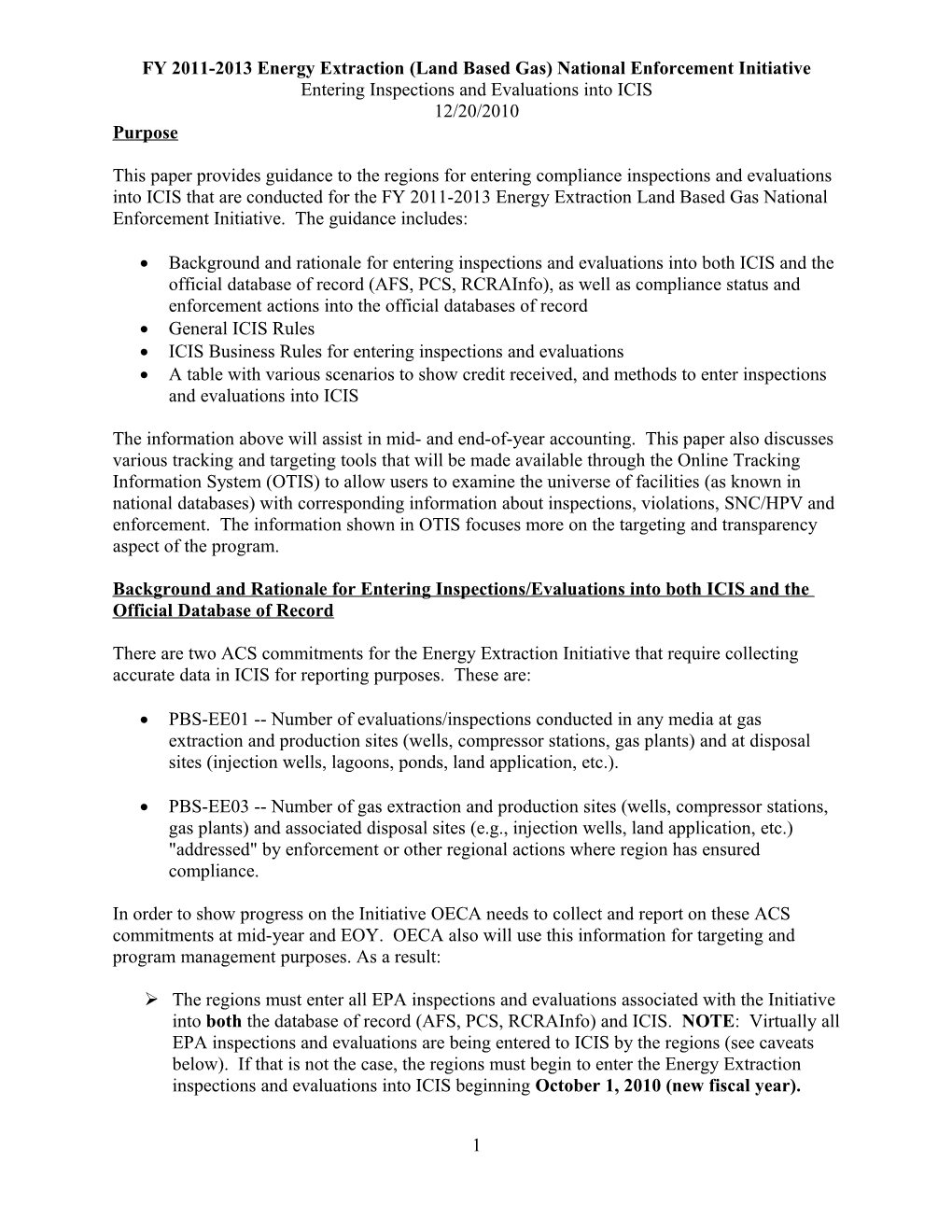 FY 2011-2013 Energy Extraction (Land Based Gas) National Enforcement Initiative