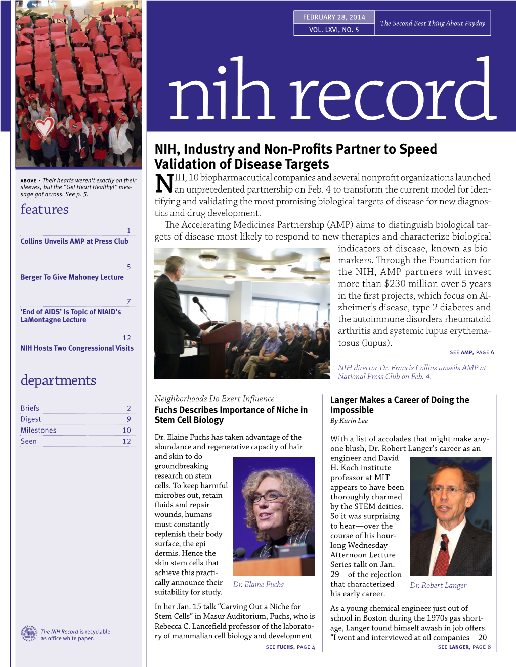 February 28, 2014, NIH Record, Vol. LXVI, No. 5