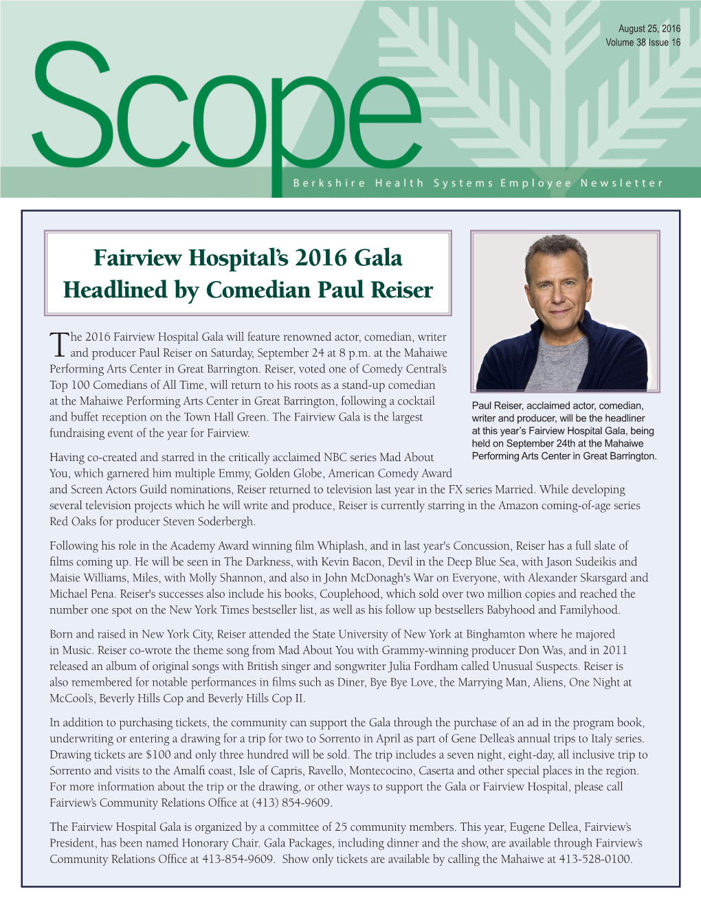 Fairview Hospital's 2016 Gala Headlined by Comedian Paul Reiser