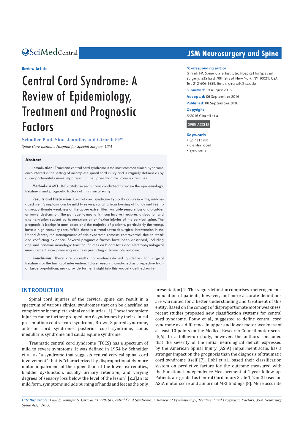 Central Cord Syndrome