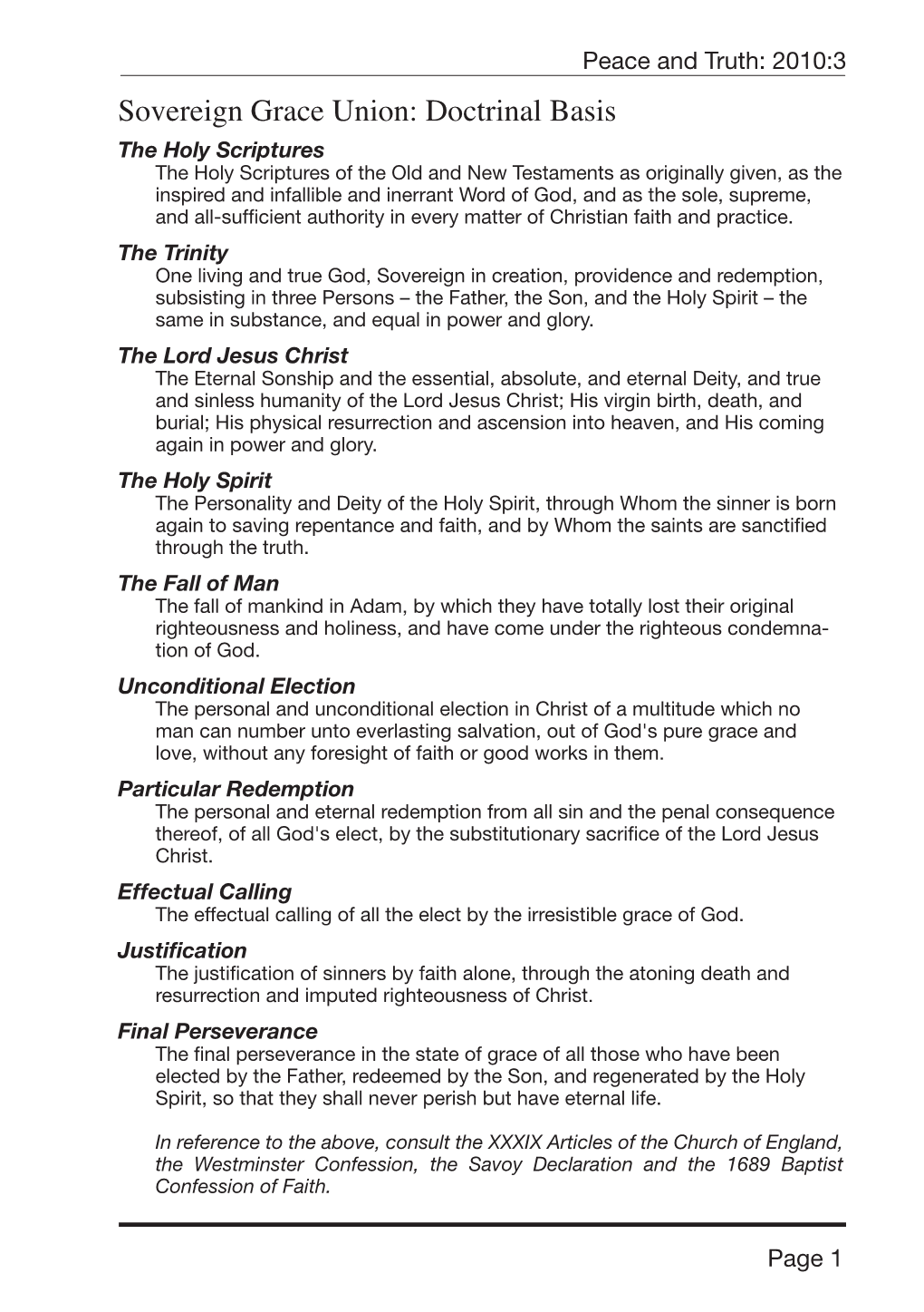 Sovereign Grace Union: Doctrinal Basis