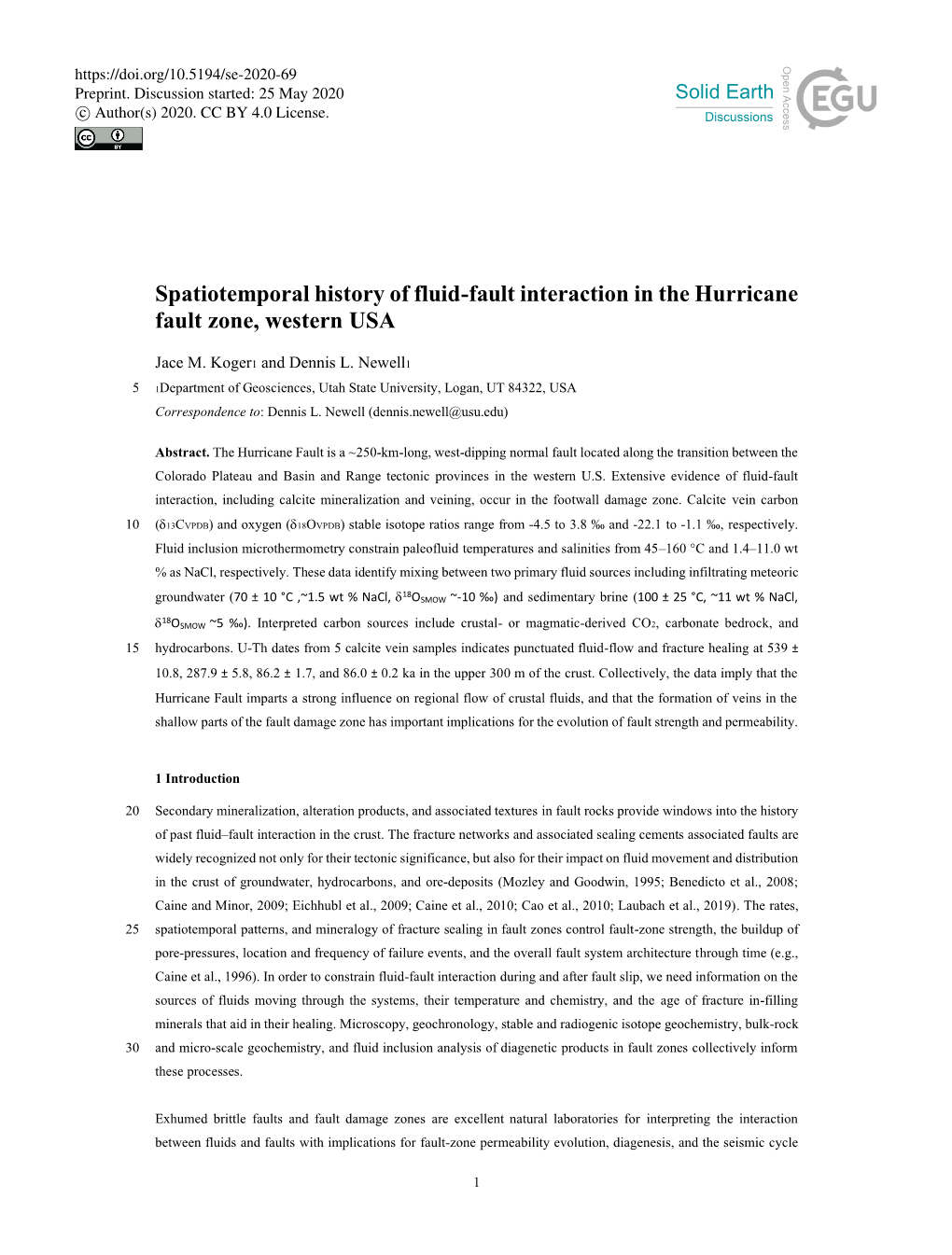 Spatiotemporal History of Fluid-Fault Interaction in the Hurricane Fault Zone, Western USA