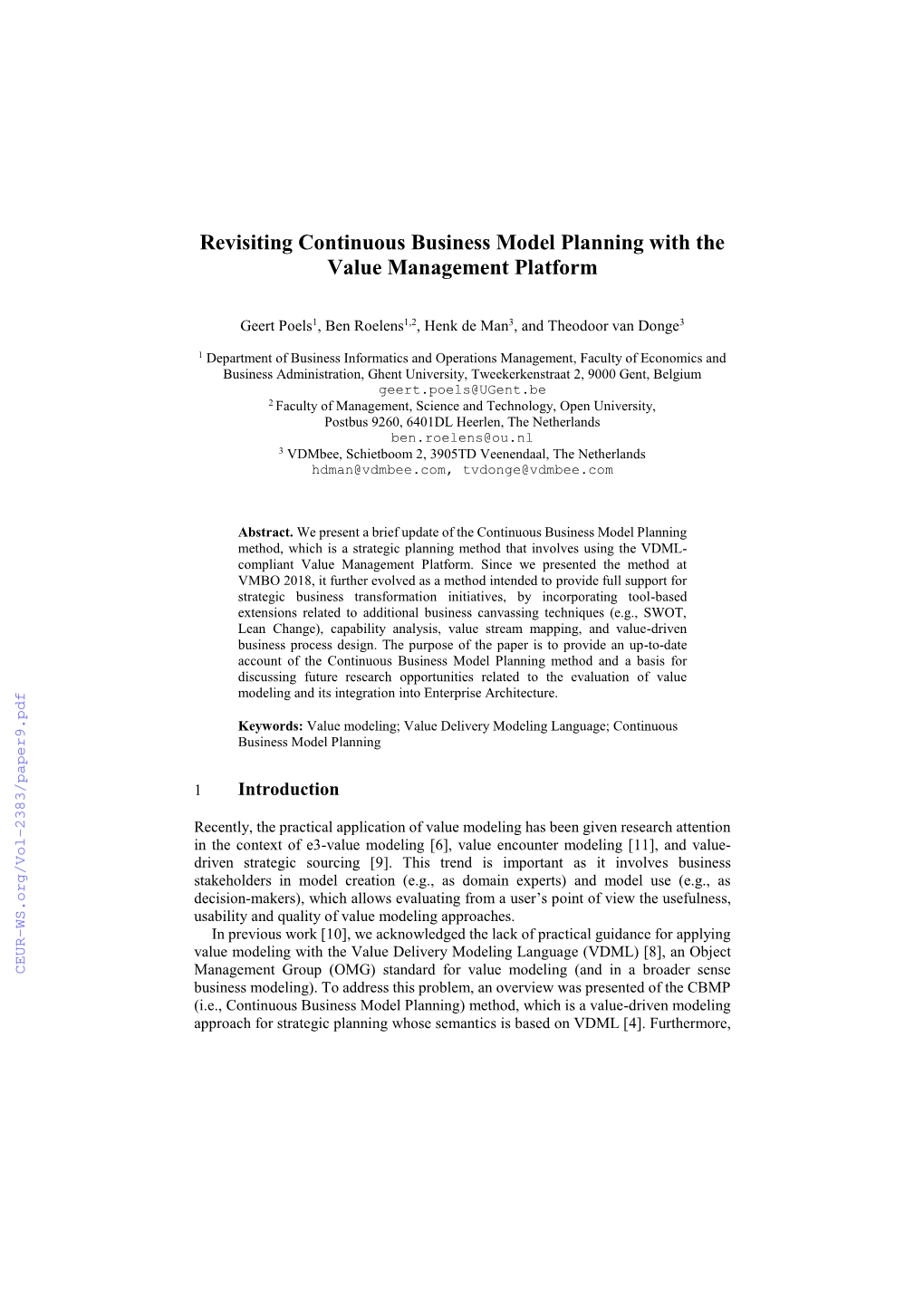 Revisiting Continuous Business Model Planning with the Value Management Platform