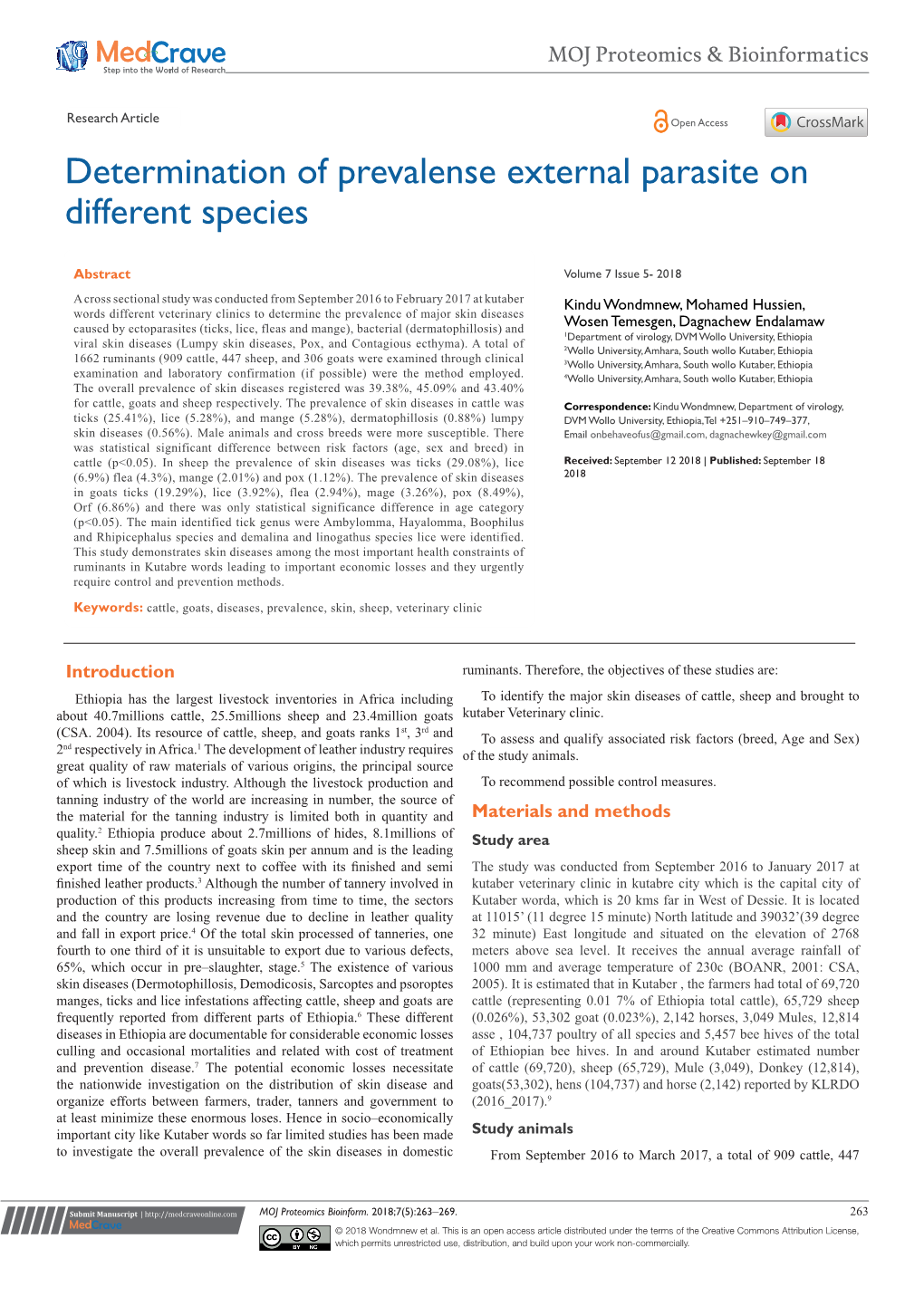 Determination of Prevalense External Parasite on Different Species