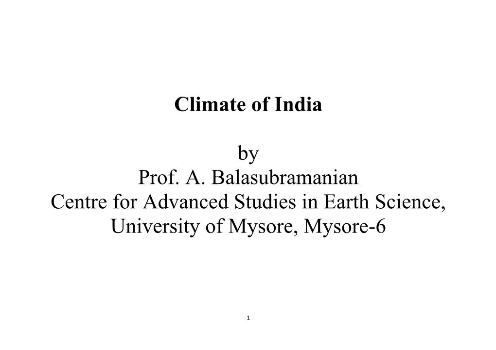 Monsoon Winds and Indian Climate