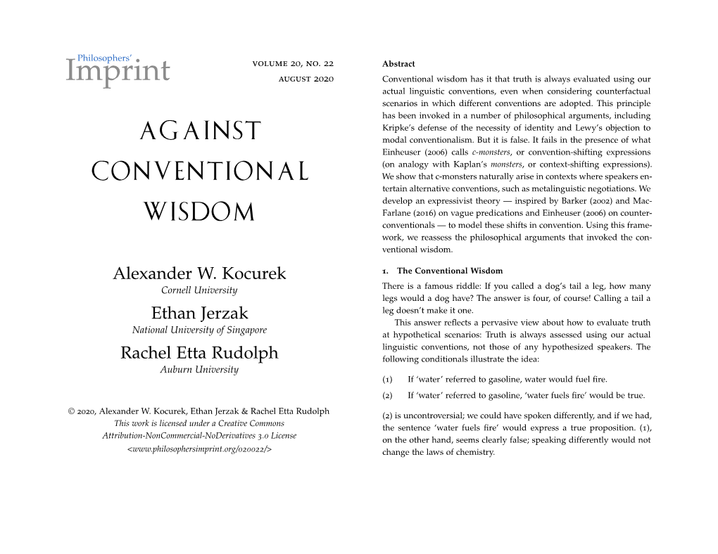 Against Conventional Wisdom