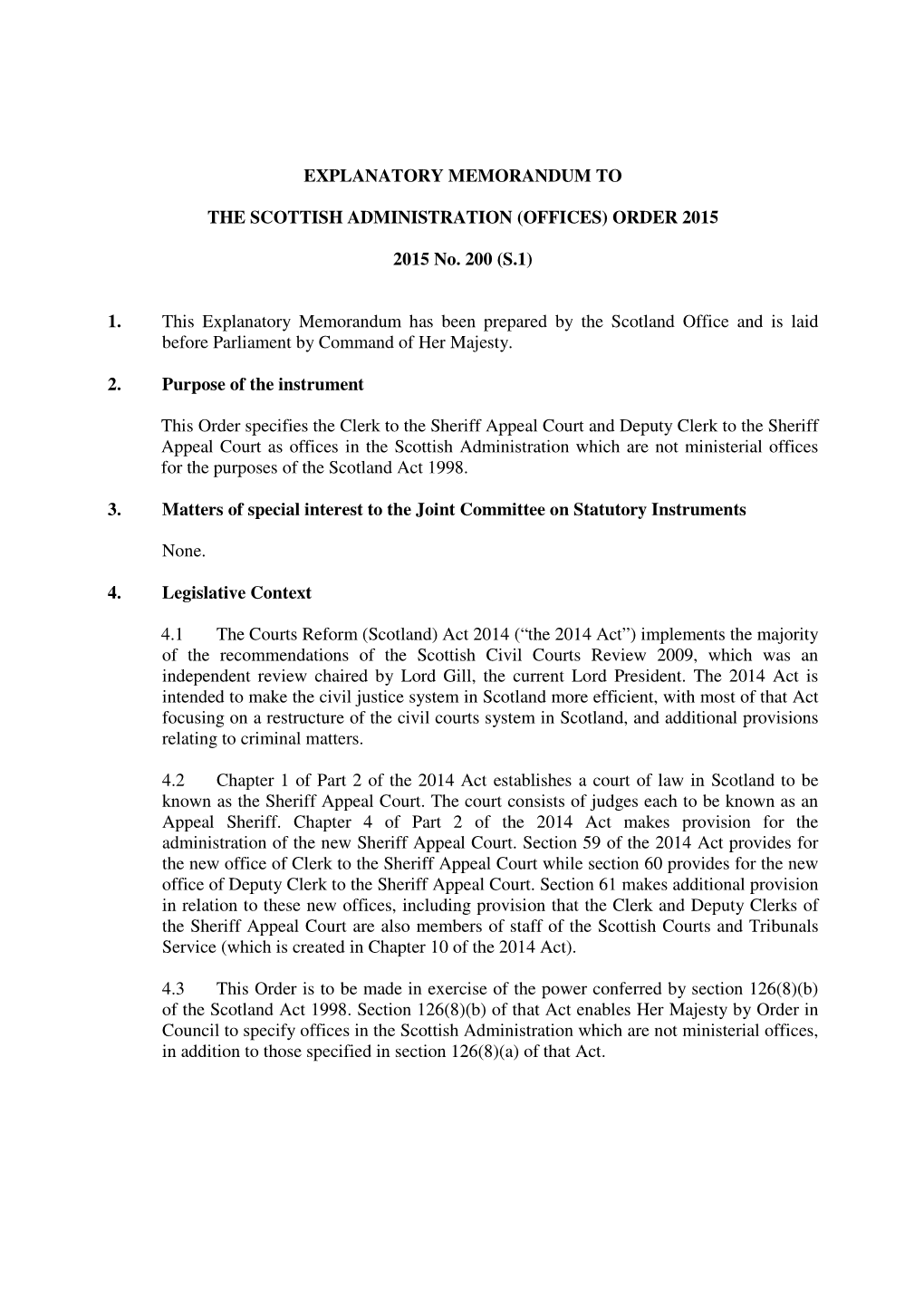 The Scottish Administration (Offices) Order 2015