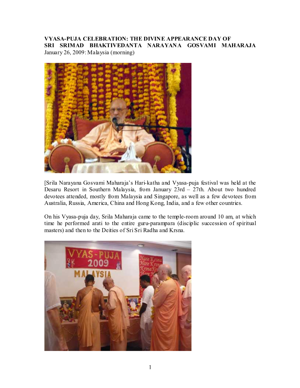 Tridandisvami Sri Srimad Bhaktivedanta Narayana Gosvami