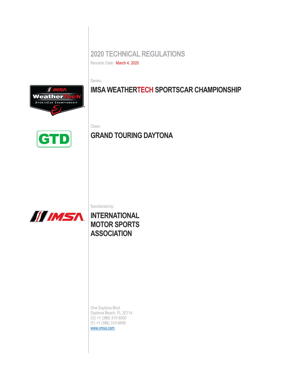 2020 IWSC Technical Regulations GTD Redline 03/04/20