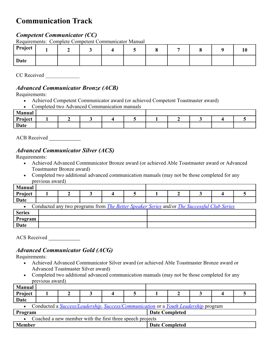 Communication Track