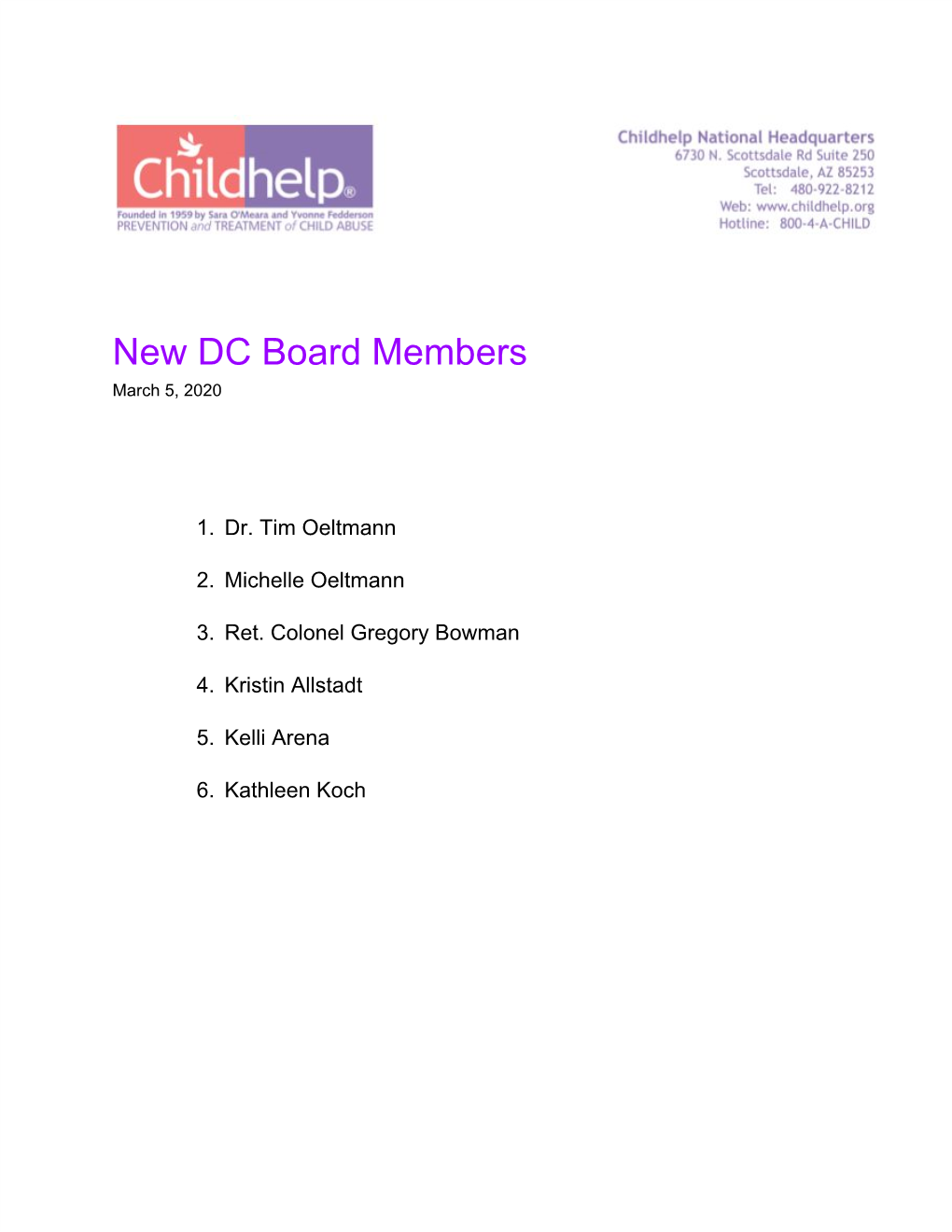 New DC Board Members March 5, 2020