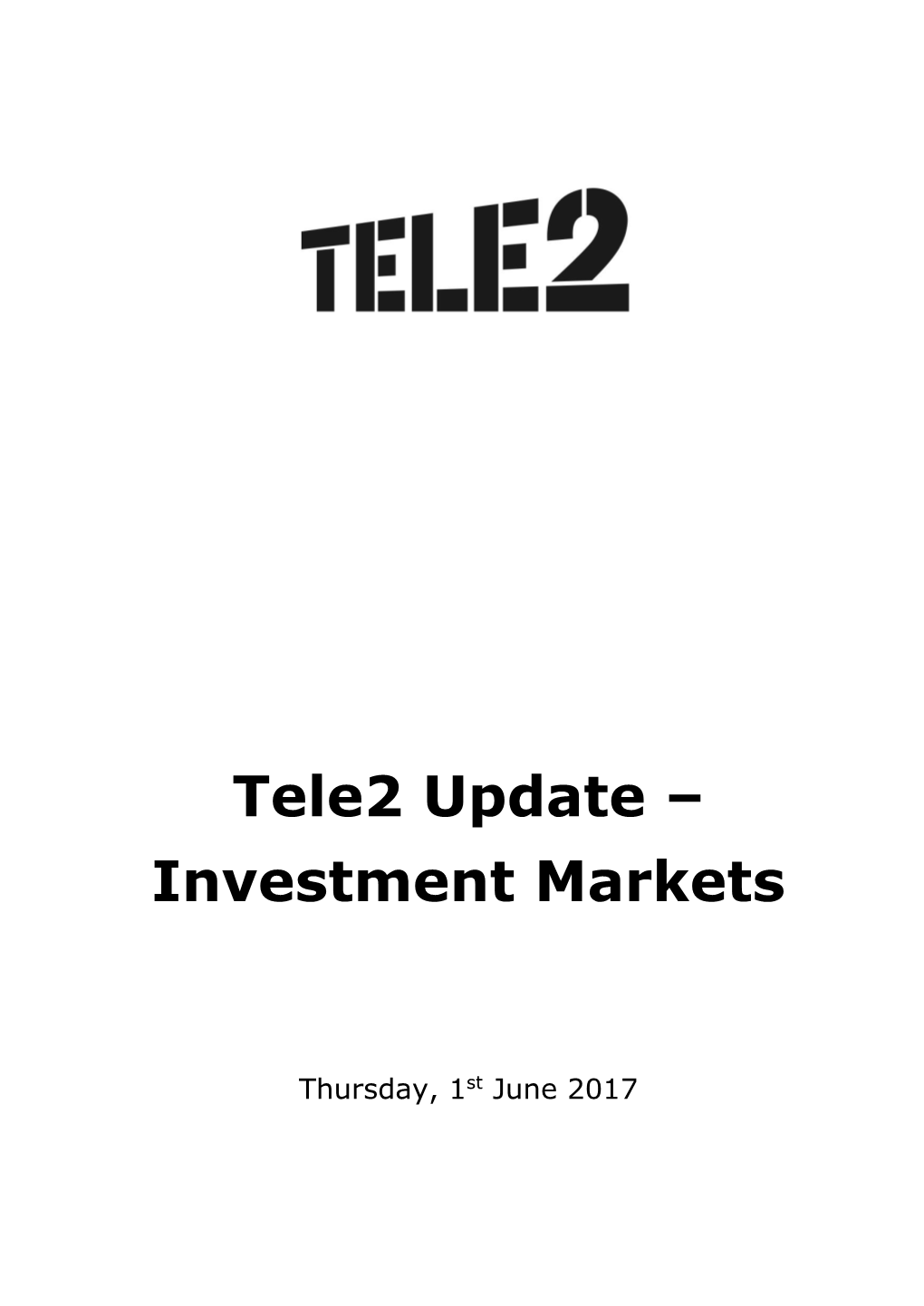 Tele2 Update –