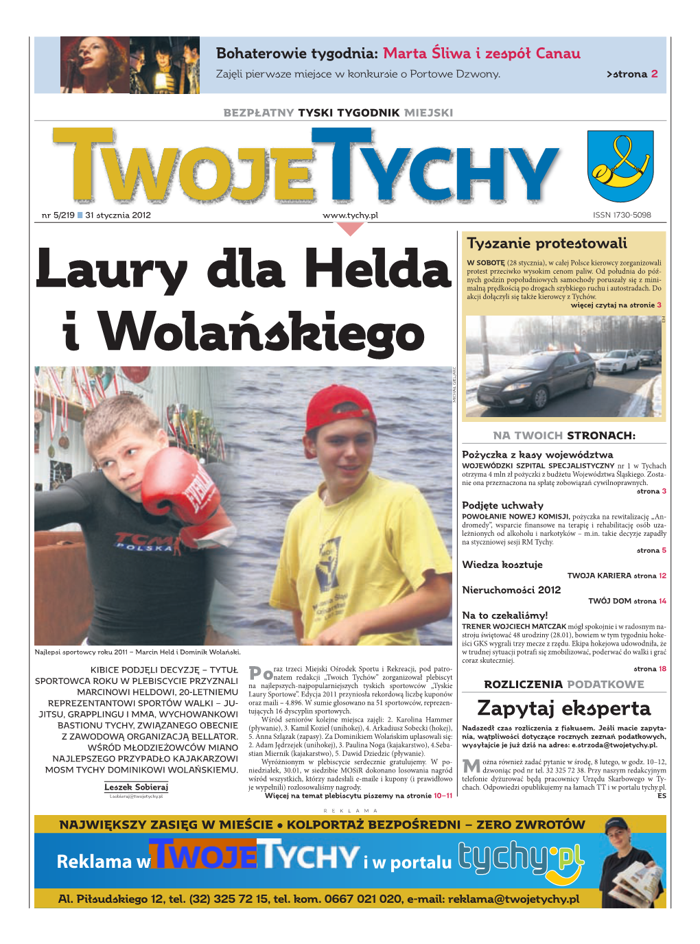 TWOJE TYCHY 20 LIPCA 2010 Bohaterowie Tygodnia: Marta Śliwa I Zespół Canau Zajęli Pierwsze Miejscenasze W Konkursietychy O Portowe Dzwony