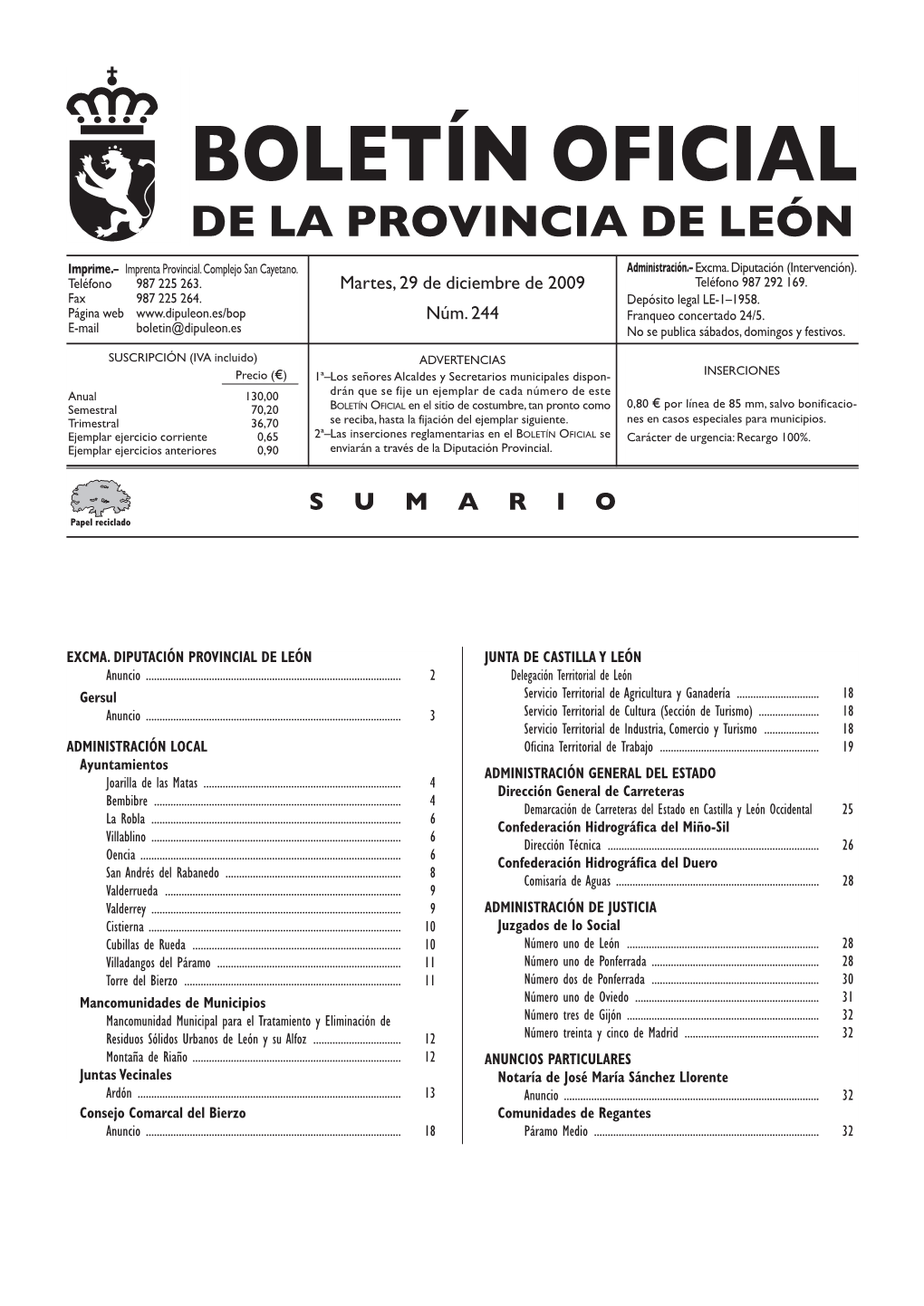 Boletín Oficial De La Provincia De León