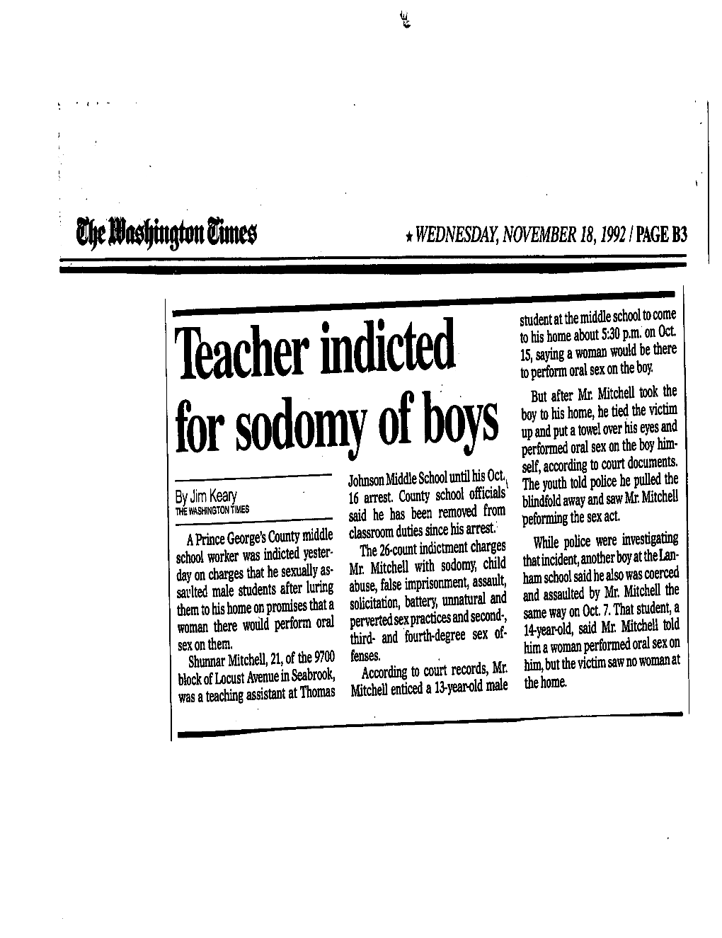 For Sodomy of Boys Performedoralsexonthe Boyhim Self, According to Court Documents