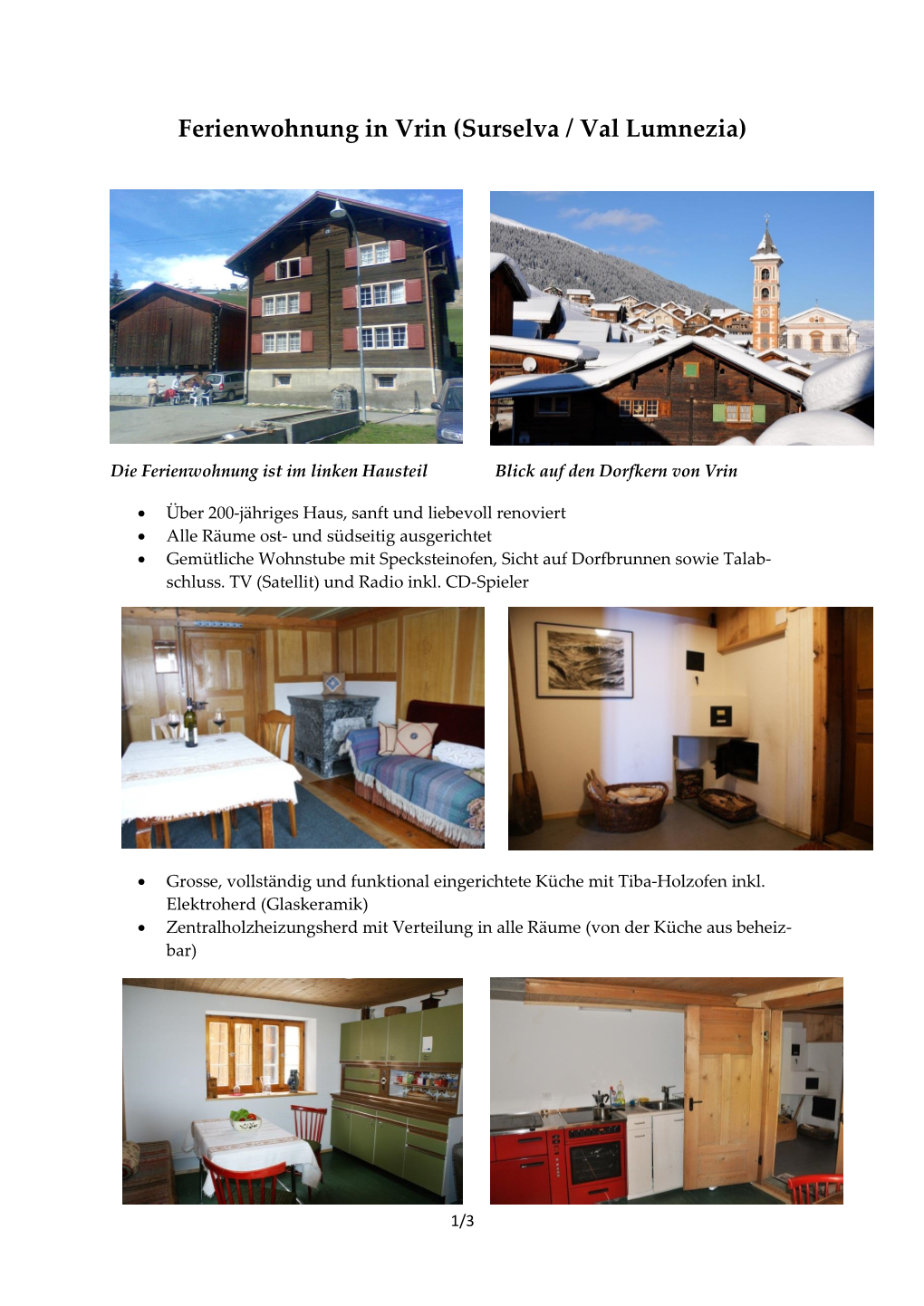 Ferienwohnung in Vrin (Surselva / Val Lumnezia)