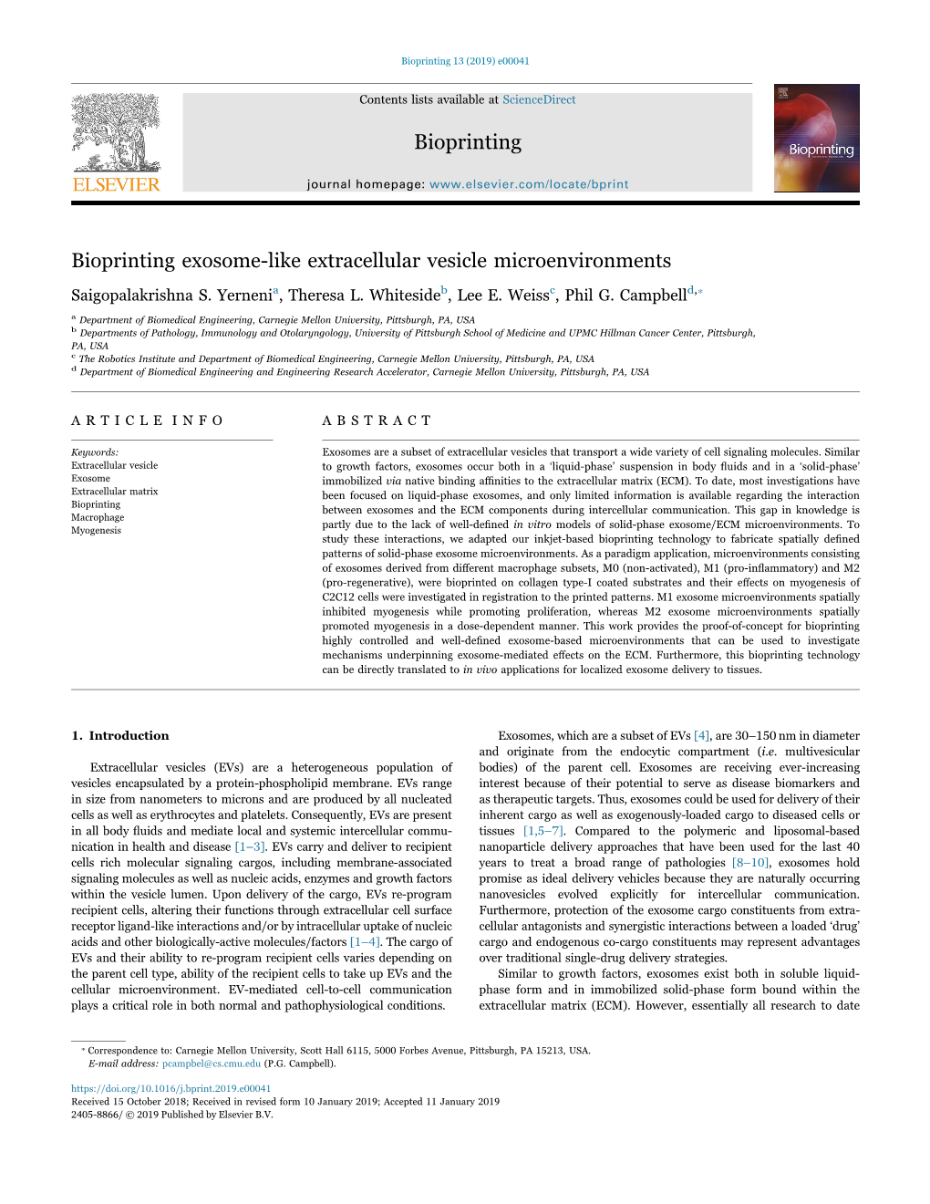 Bioprinting Bioprinting Exosome-Like Extracellular Vesicle