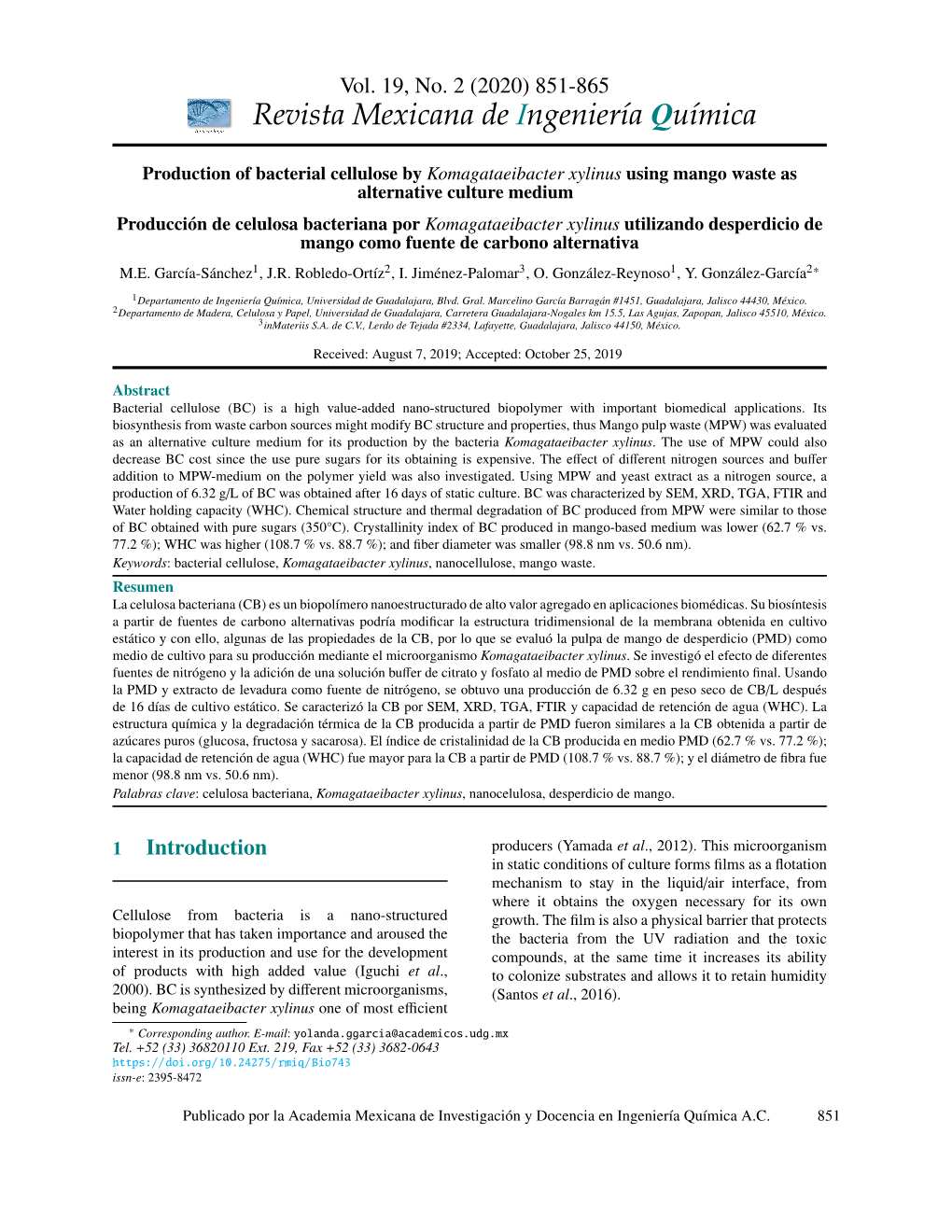 Revista Mexicana De Ingeniería Química