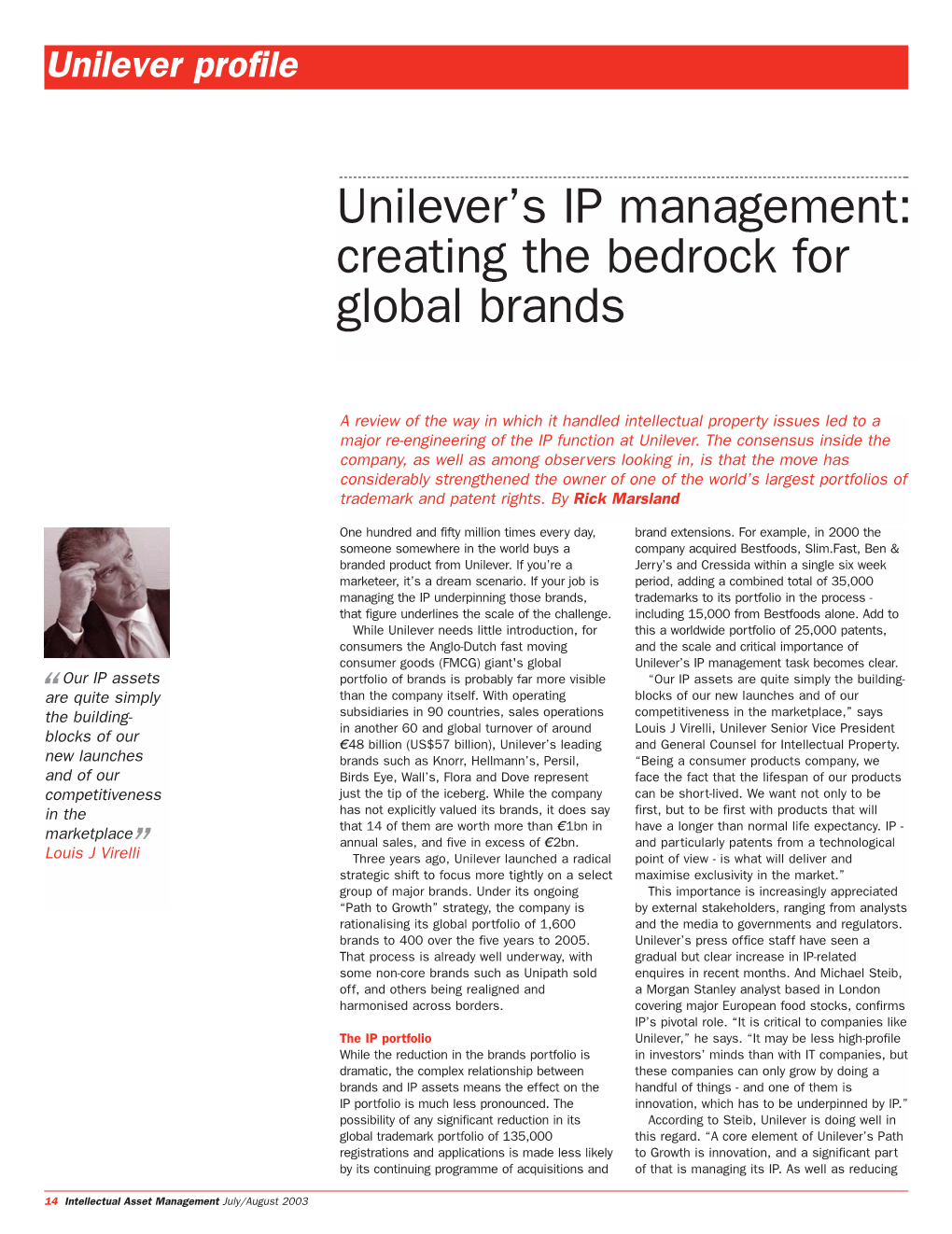 Unilever's IP Management: Creating the Bedrock for Global Brands