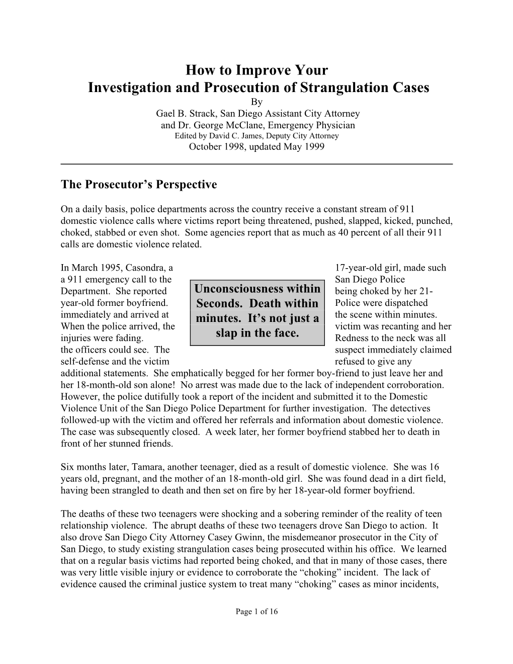 How to Improve Your Investigation and Prosecution of Strangulation Cases by Gael B