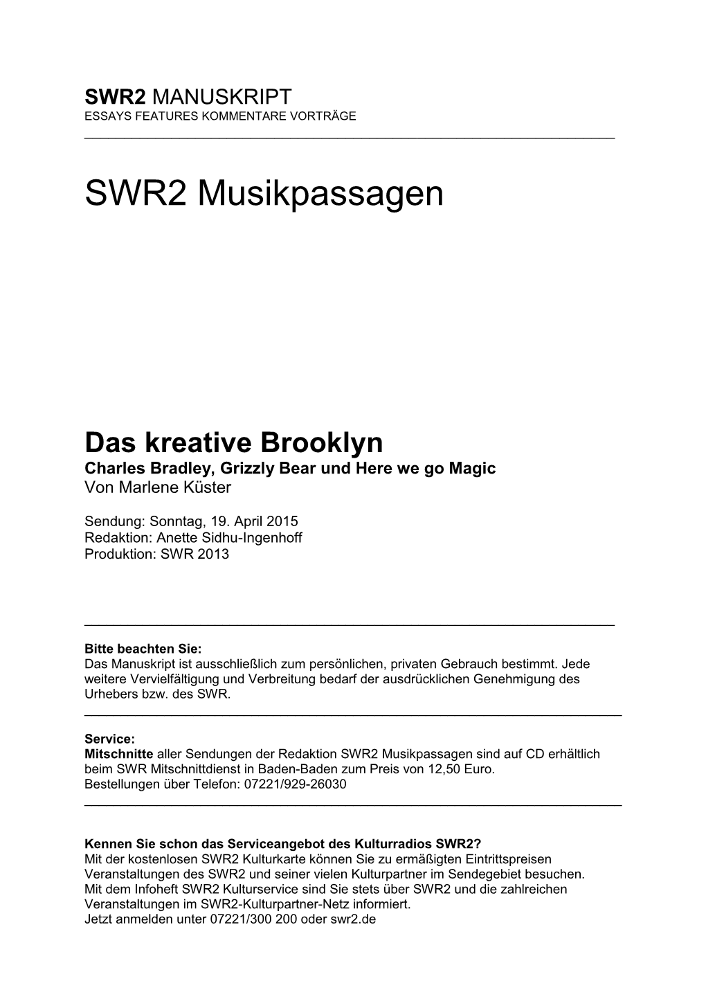 SWR2 Musikpassagen