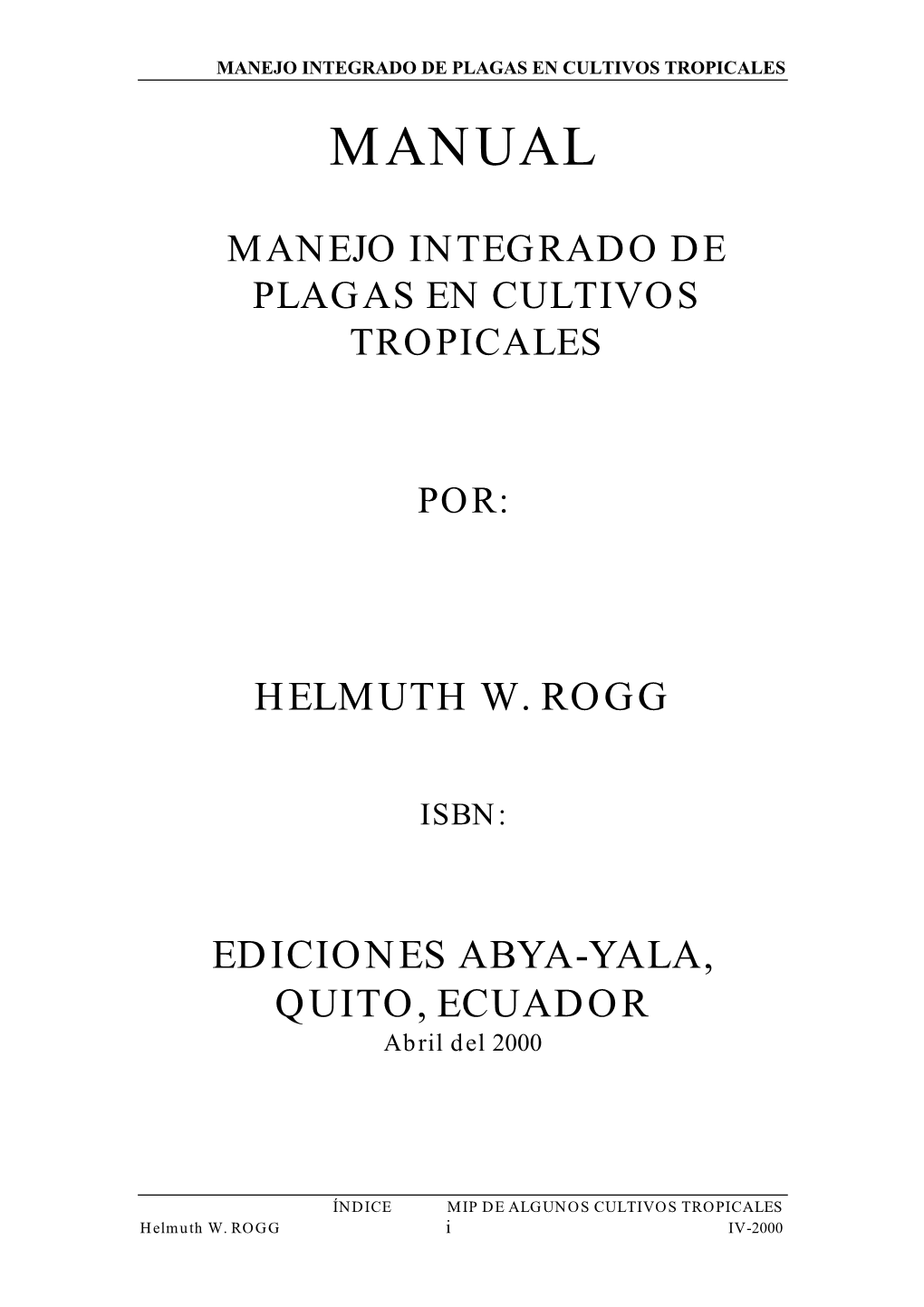 Manejo Integrado De Plagas En Cultivos Tropicales