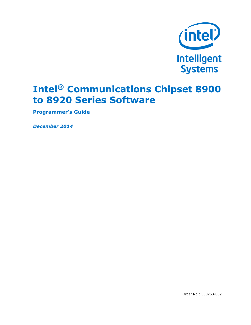 Intel® Communications Chipset 8900 to 8920 Series Software Programmer's Guide