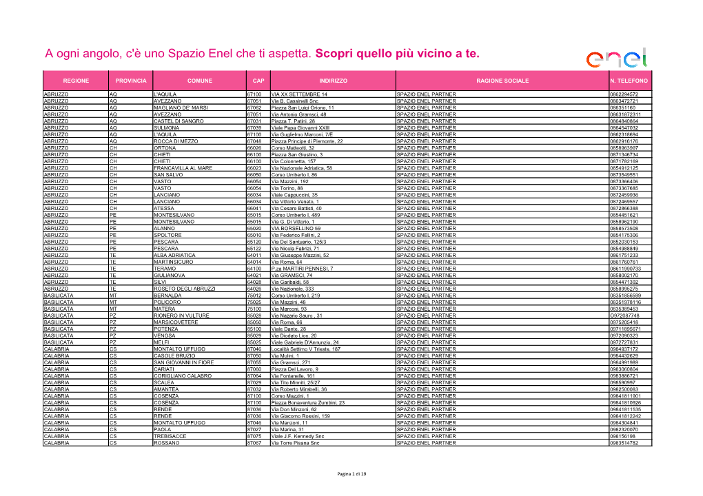 Spazio Enel Anagrafica