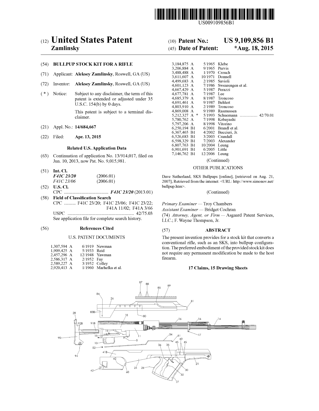 (12) United States Patent (10) Patent No.: US 9,109,856 B1 Zamlinsky (45) Date of Patent: *Aug