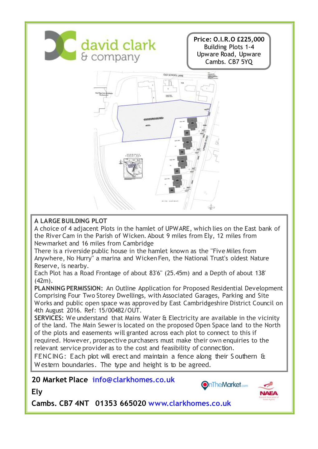 20 Market Place Info@Clarkhomes.Co.Uk Ely Cambs. CB7 4NT 01353 665020