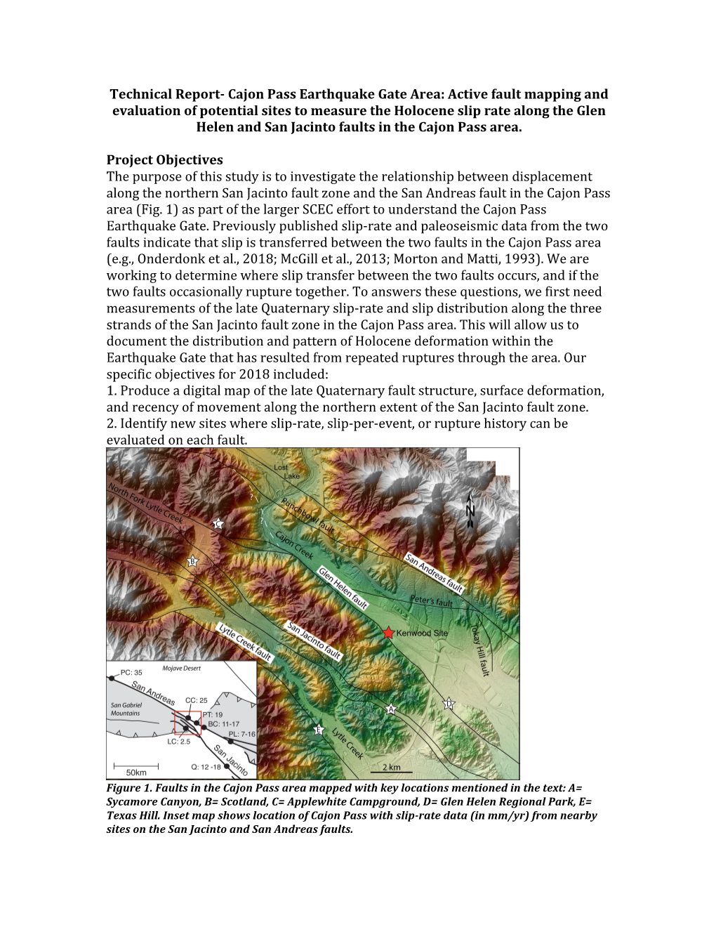 Technical Report- Cajon Pass Earthquake Gate Area: Active Fault