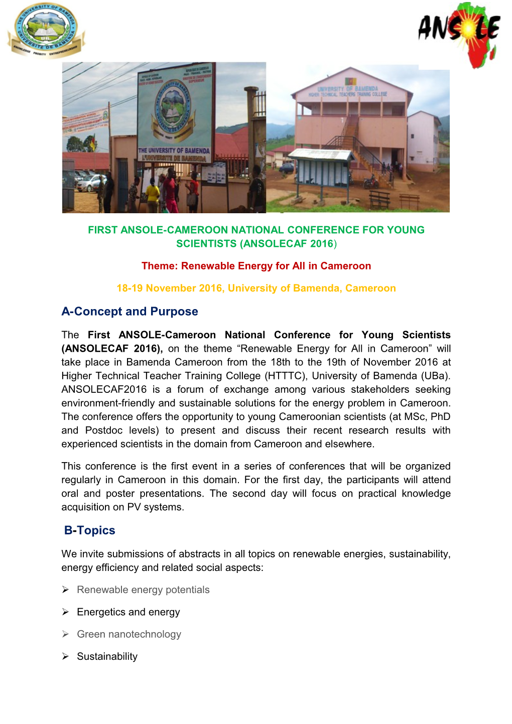 Theme: Renewable Energy for All in Cameroon